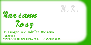 mariann kosz business card